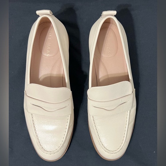 Cole Haan Grand 360 Cream Preppy Quiet Luxury Penny Loafers Ivory Slip-On Flats - Picture 3 of 9